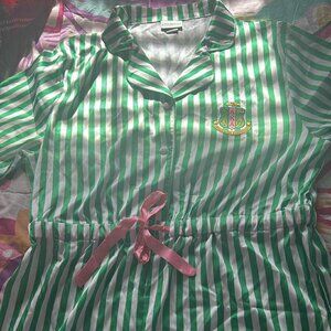 Stripped pajama romper